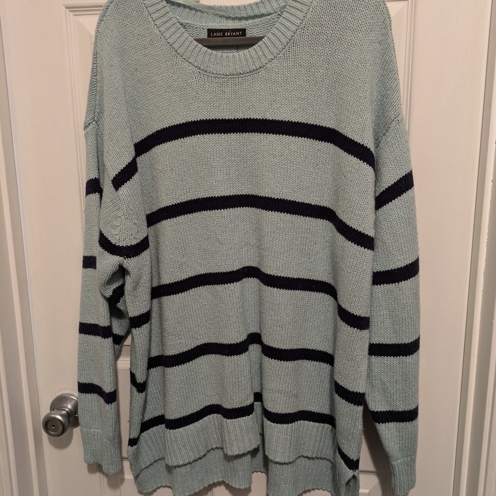 New with tags! Lane Bryant Blue Striped Sweater, size 22/24